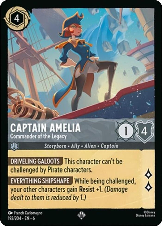 Disney Lorcana - Captain Amelia - Commander of the Legacy (192/204) (Azurite Sea)