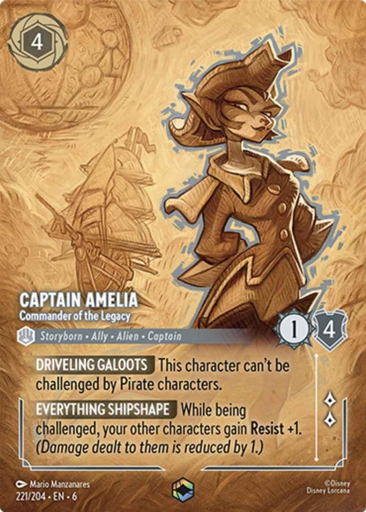Disney Lorcana - Captain Amelia - Commander of the Legacy (Enchanted) (221/204) (Azurite Sea)