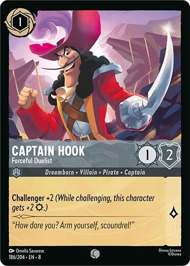 Disney Lorcana - Captain Hook - Forceful Duelist (186/204) (Reign of Jafar)