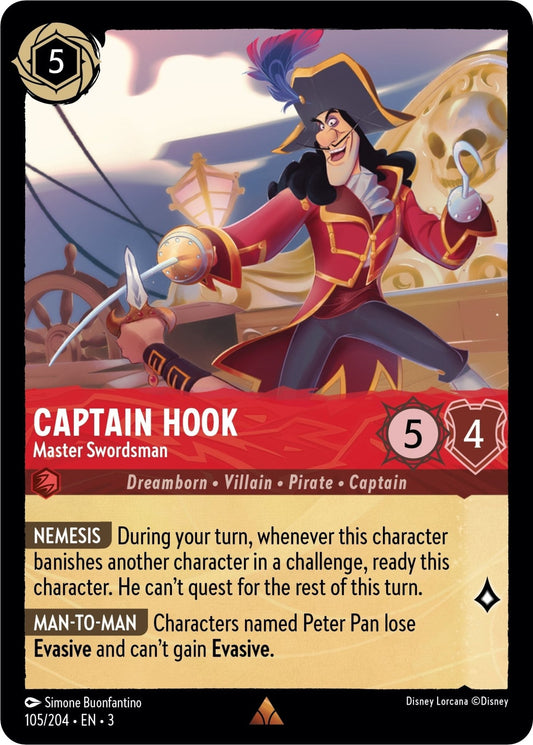 Disney Lorcana - Captain Hook - Master Swordsman (105/204) (Into the Inklands)