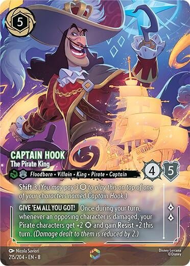 Disney Lorcana - Captain Hook - The Pirate King (Enchanted) (215/204) (Reign of Jafar)