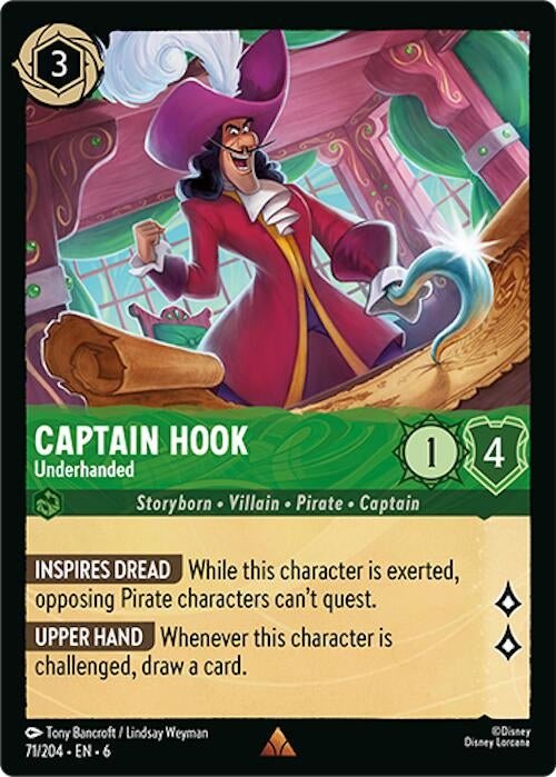 Disney Lorcana - Captain Hook - Underhanded (71/204) (Azurite Sea)