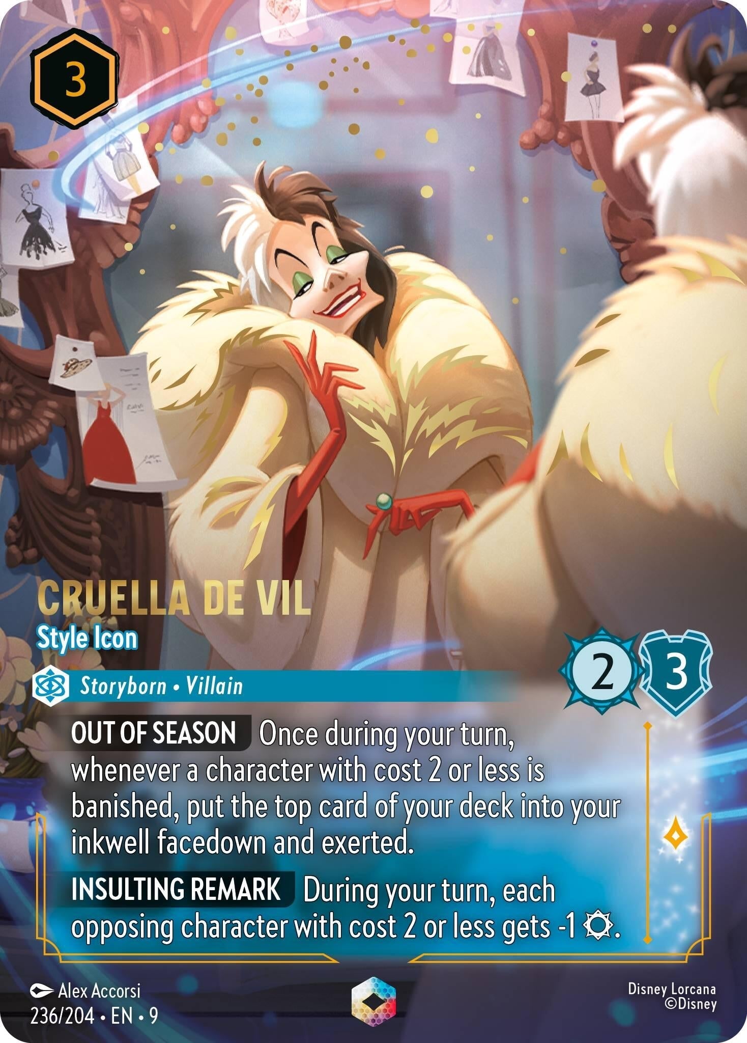 Disney Lorcana - Cruella De Vil - Style Icon (Enchanted) (236/204) (Fabled)