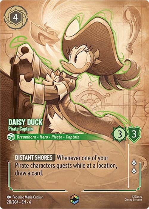 Disney Lorcana - Daisy Duck - Pirate Captain (Enchanted) (211/204) (Azurite Sea)
