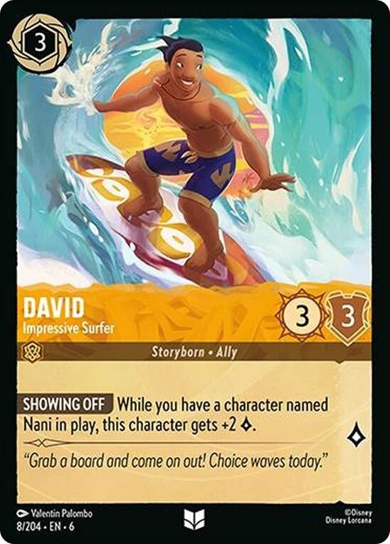 Disney Lorcana - David - Impressive Surfer (8/204) (Azurite Sea)