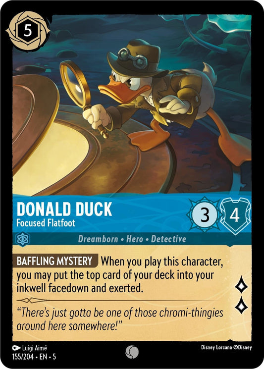 Disney Lorcana - Donald Duck - Focused Flatfoot (155/204) (Shimmering Skies)