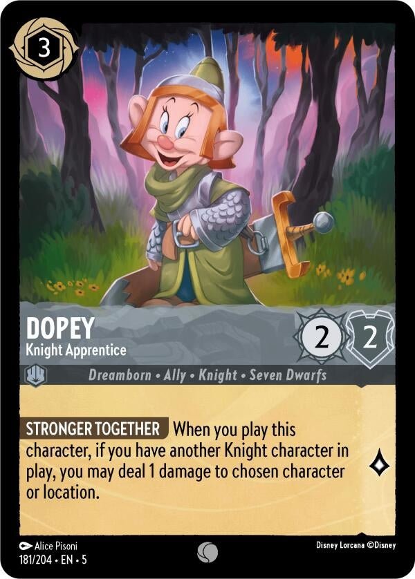 Disney Lorcana - Dopey - Knight Apprentice (181/204) (Shimmering Skies)
