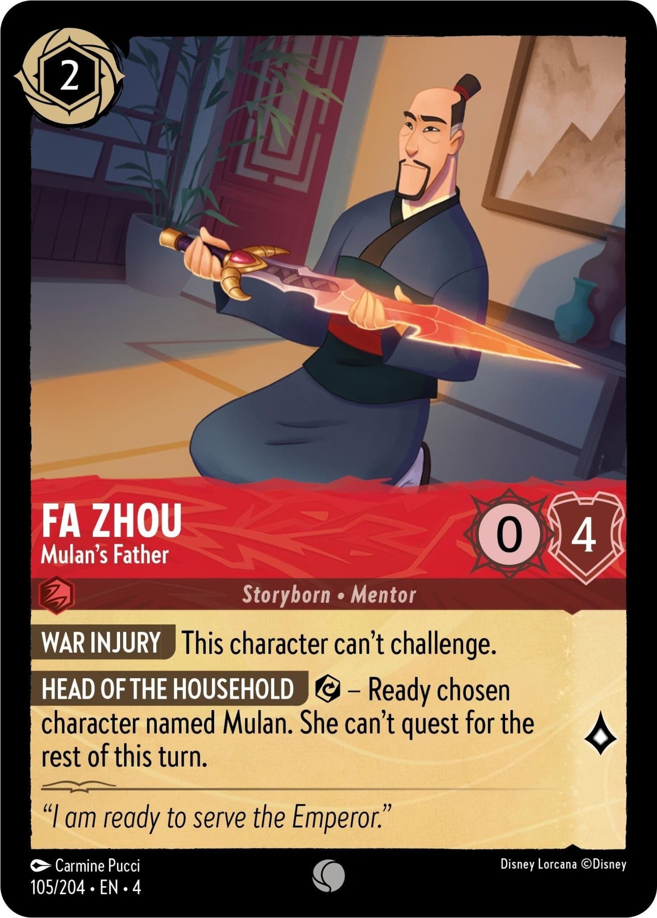 Fa Zhou - Mulan's Father (105/204) (Ursula's Return) by LAB7 Malta, Europe