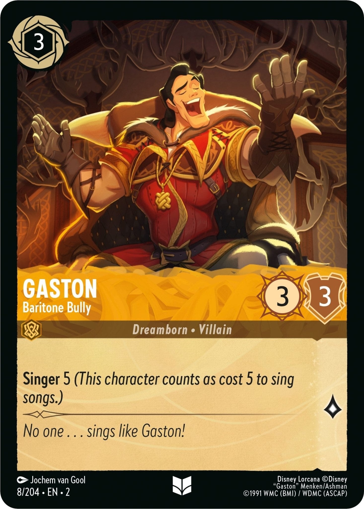 Disney Lorcana - Gaston - Baritone Bully (8/204) (Rise of the Floodborn)