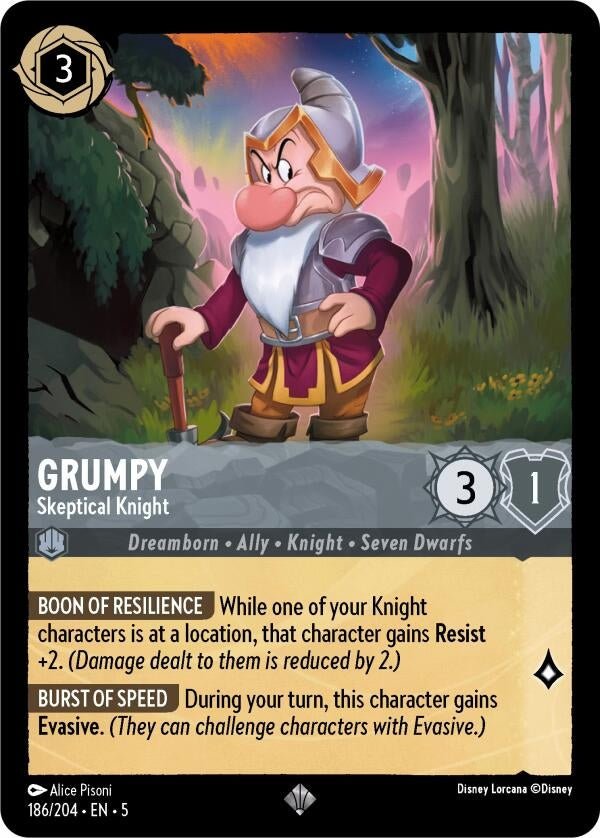 Disney Lorcana - Grumpy - Skeptical Knight (186/204) (Shimmering Skies)