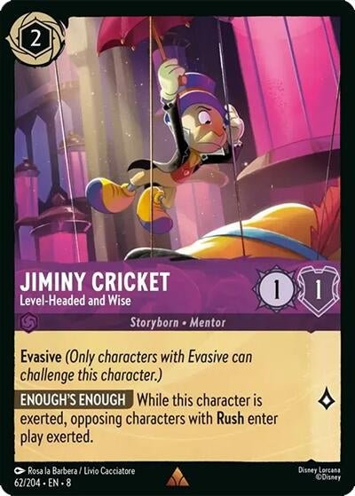 Disney Lorcana - Jiminy Cricket - Level - Headed and Wise (62/204) (Reign of Jafar)
