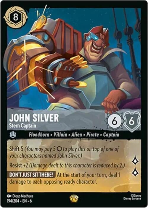 Disney Lorcana - John Silver - Stern Captain (194/204) (Azurite Sea)