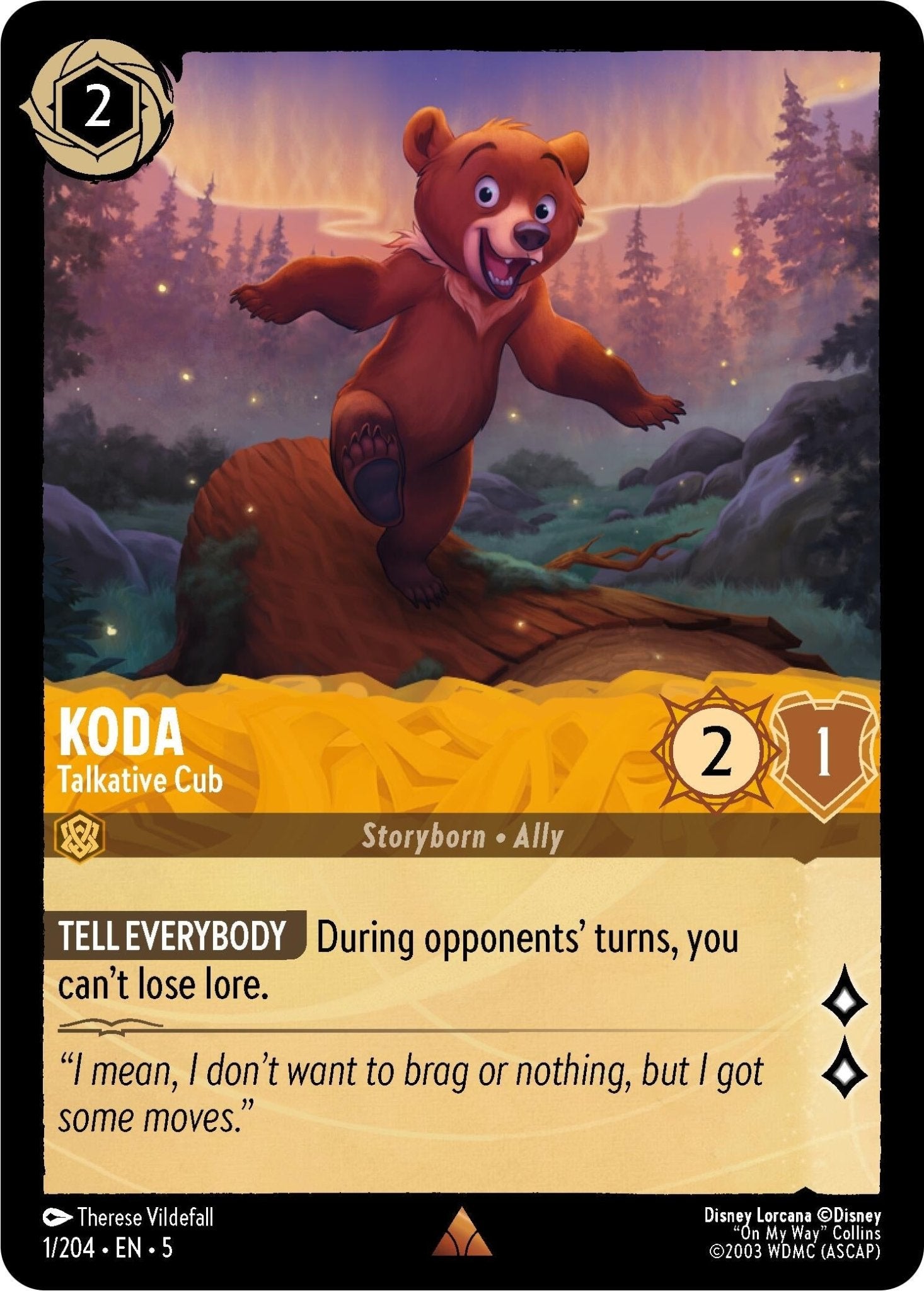 Disney Lorcana - Koda - Talkative Cub (1/204) (Shimmering Skies)