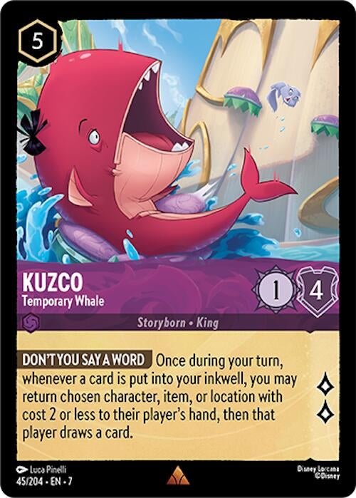 Disney Lorcana - Kuzco - Temporary Whale (45/204) (Archazia's Island)