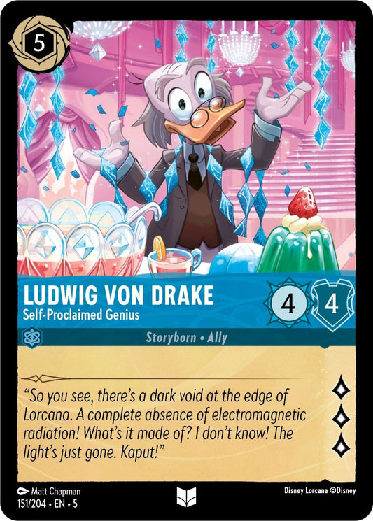 Disney Lorcana - Ludwig Von Drake - Self - Proclaimed Genius (151/204) (Shimmering Skies)