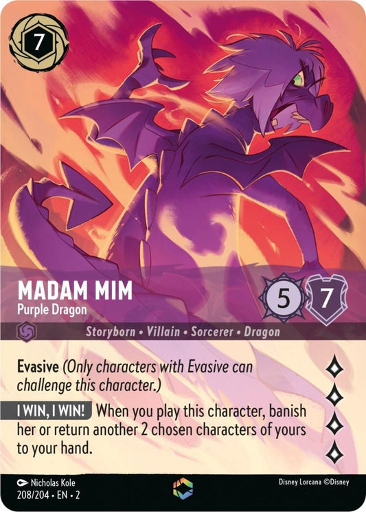 Disney Lorcana - Madam Mim - Purple Dragon (Enchanted) (208/204) (Rise of the Floodborn)