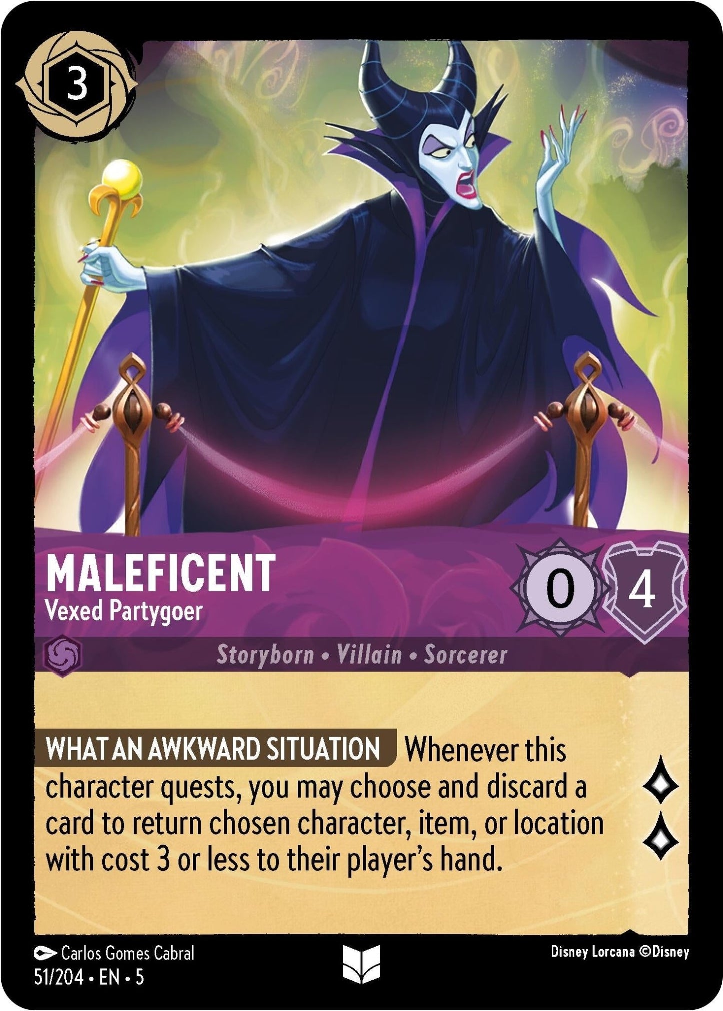 Disney Lorcana - Maleficent - Vexed Partygoer (51/204) (Shimmering Skies)