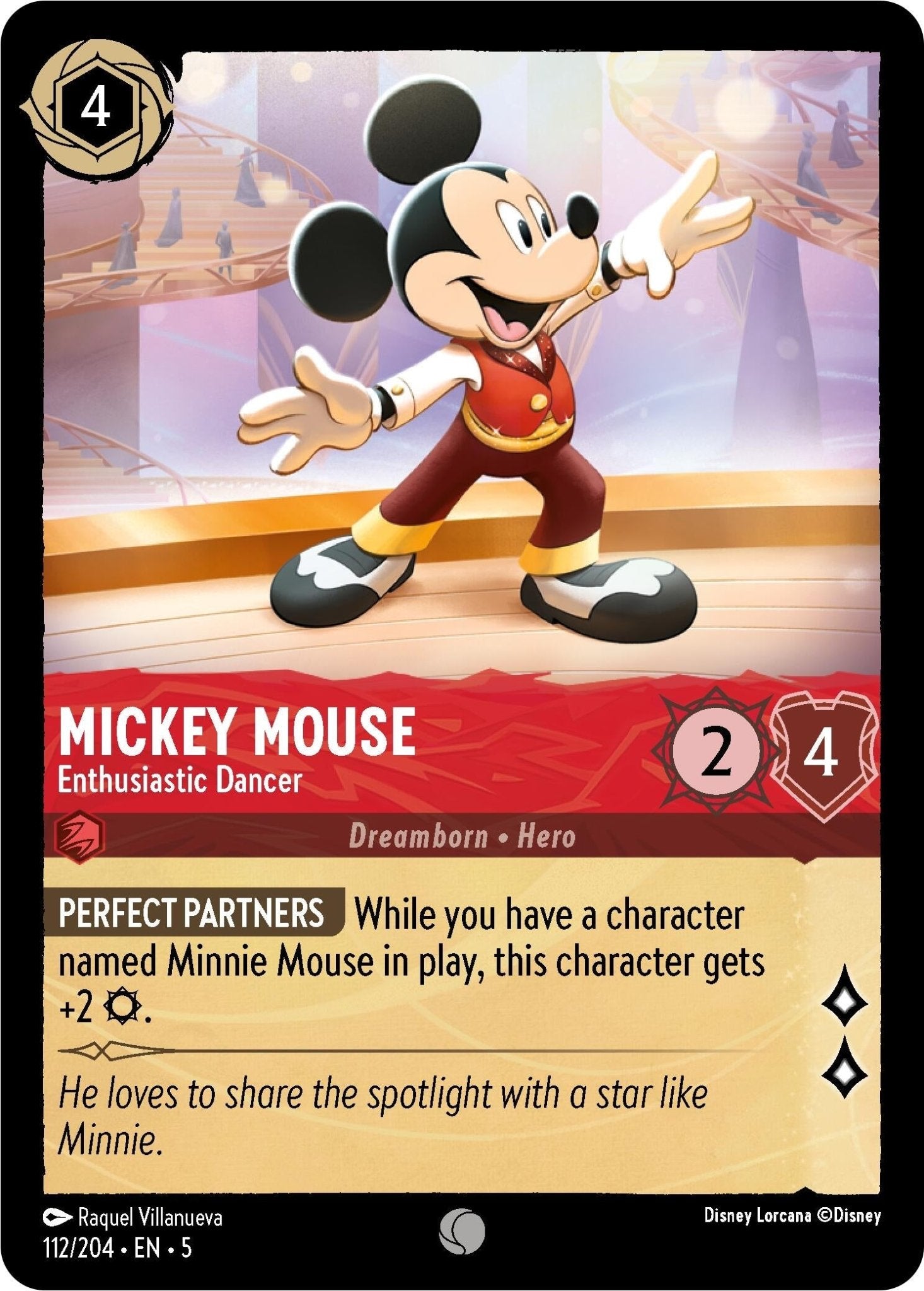 Disney Lorcana - Mickey Mouse - Enthusiastic Dancer (112/204) (Shimmering Skies)
