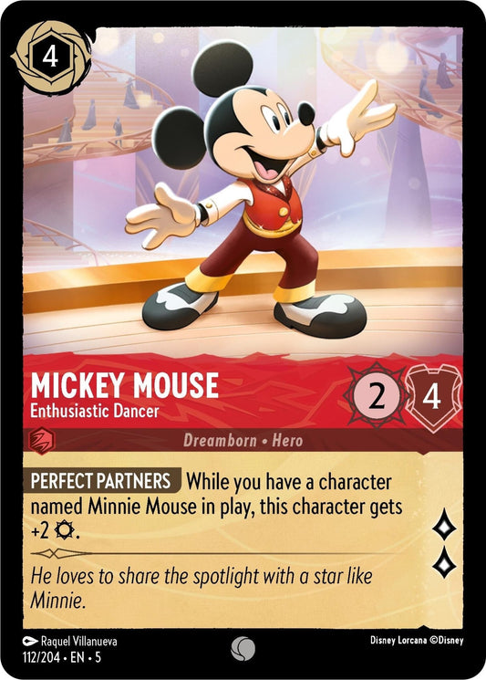 Disney Lorcana - Mickey Mouse - Enthusiastic Dancer (112/204) (Shimmering Skies)
