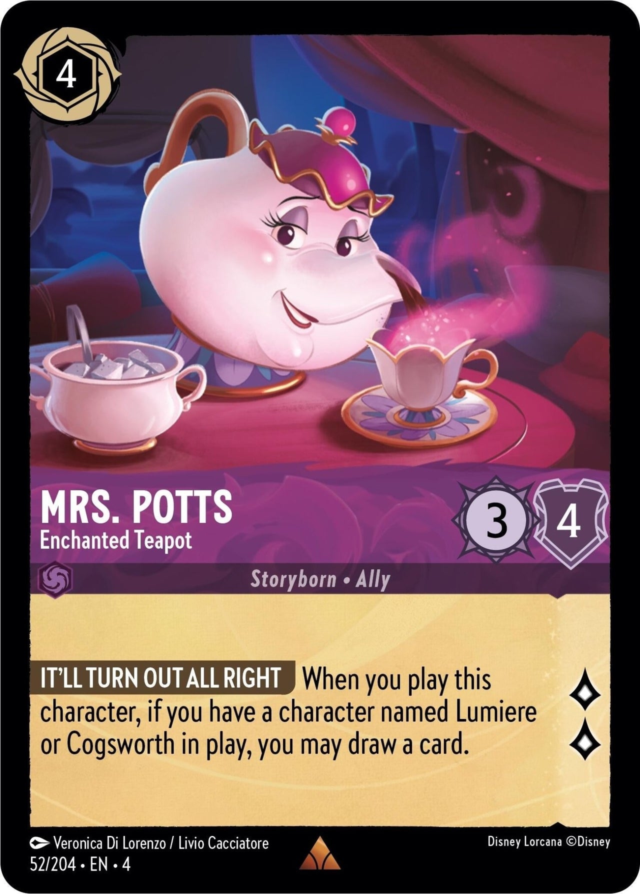 Mrs. Potts - Enchanted Teapot (52/204) (Ursula's Return) by LAB7 Malta, Europe