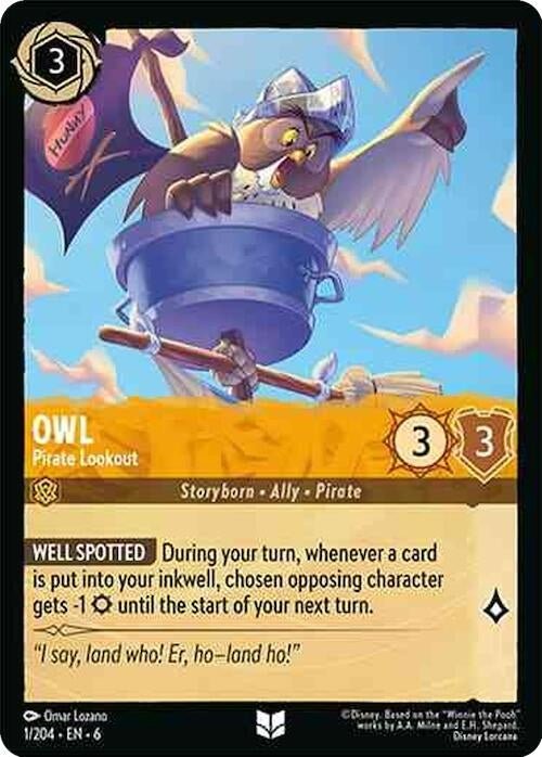 Disney Lorcana - Owl - Pirate Lookout (1/204) (Azurite Sea)
