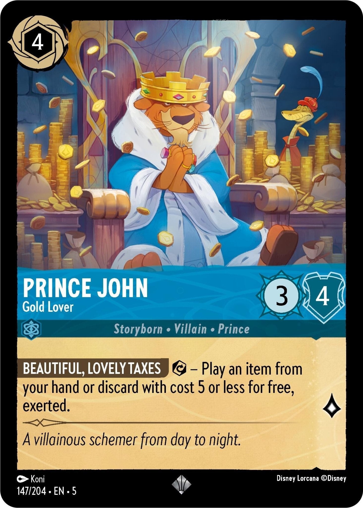 Disney Lorcana - Prince John - Gold Lover (147/204) (Shimmering Skies)