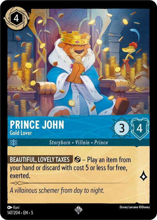 Disney Lorcana - Prince John - Gold Lover (147/204) (Shimmering Skies)