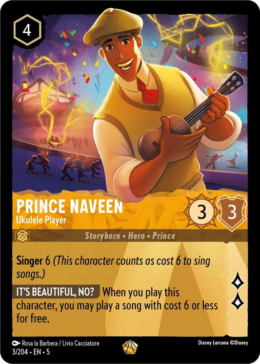 Disney Lorcana - Prince Naveen - Ukulele Player (3/204) (Shimmering Skies)