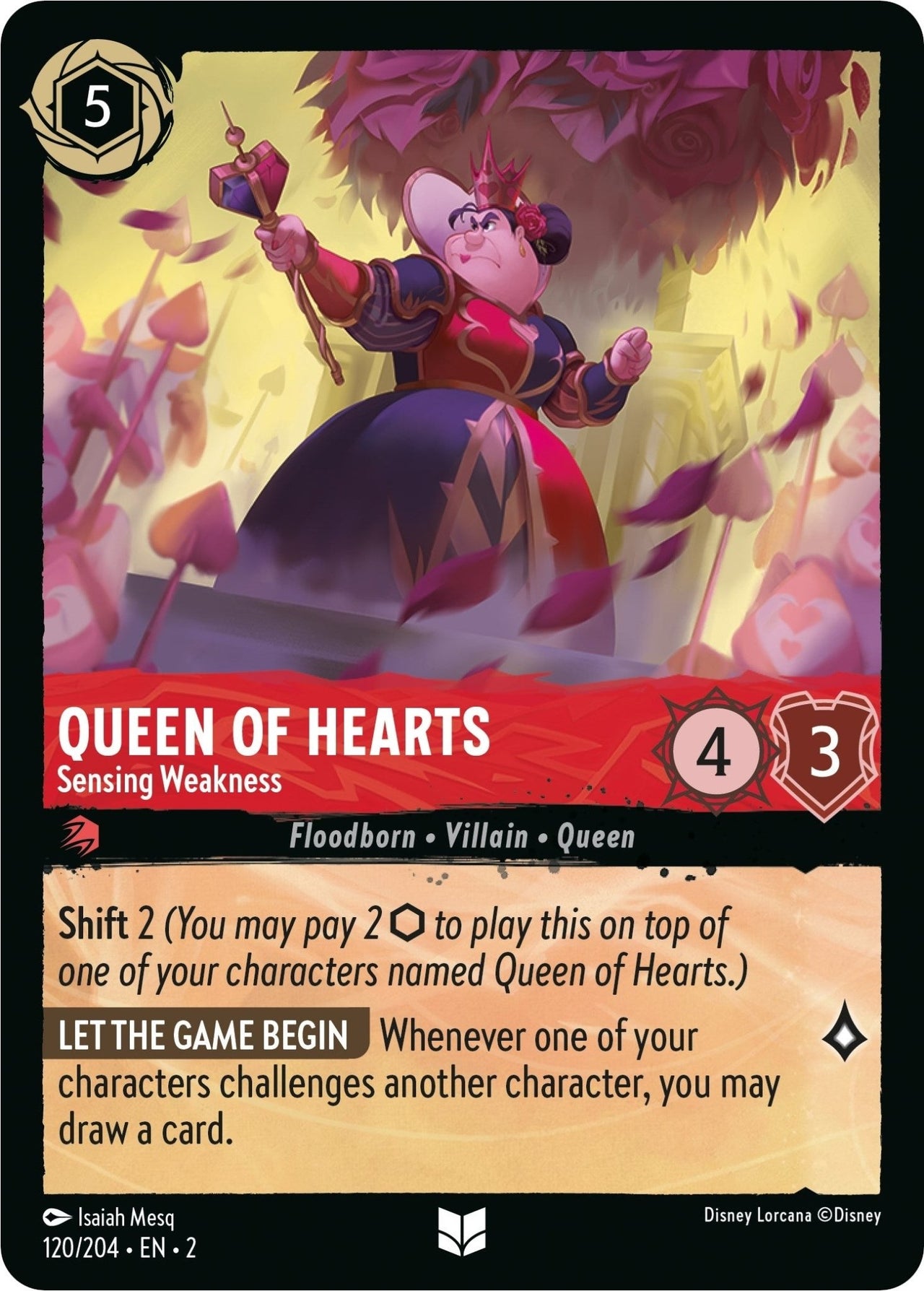 Queen of Hearts - Sensing Weakness (120/204) (Rise of the Floodborn) by LAB7 Malta, Europe