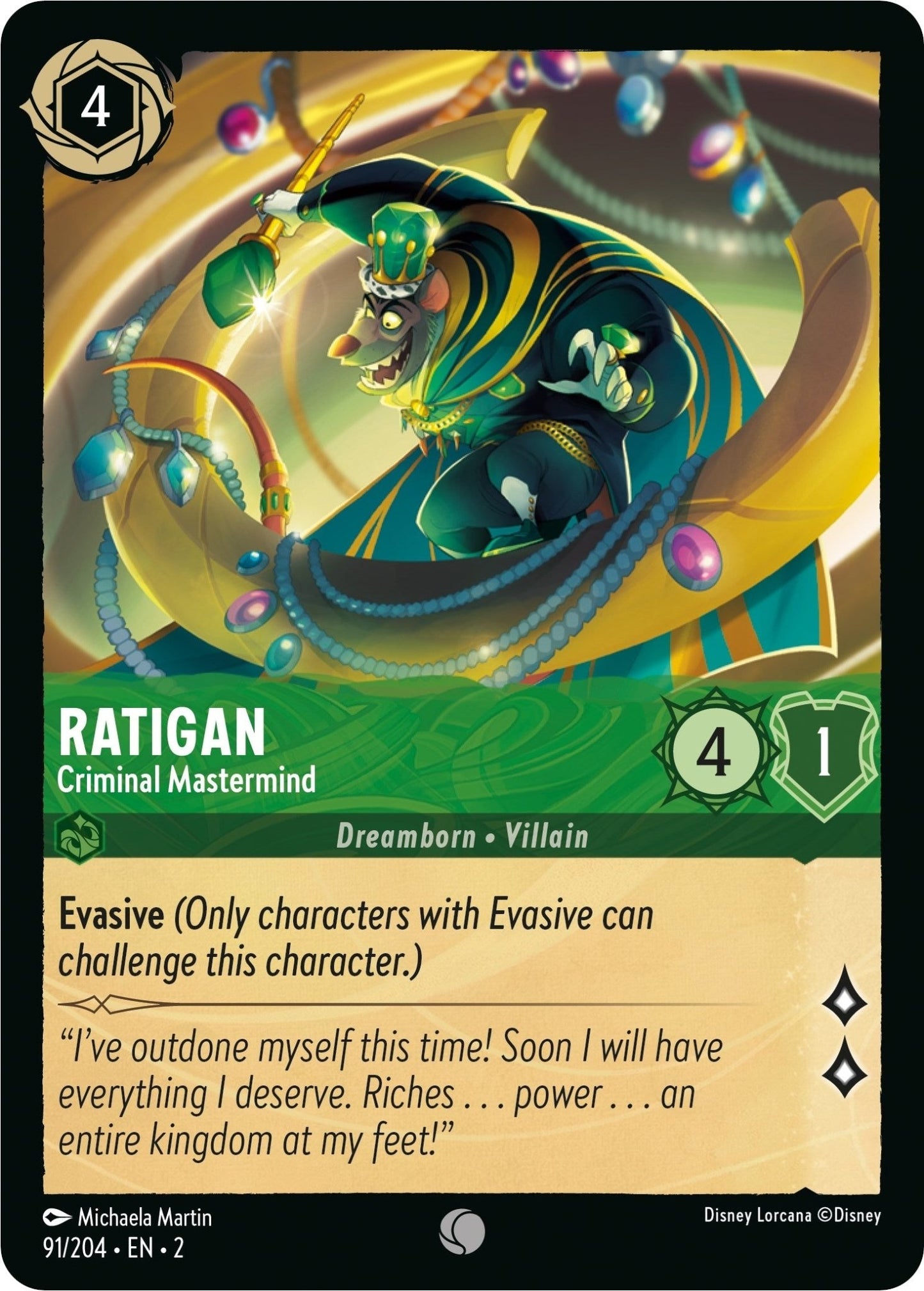 Disney Lorcana - Ratigan - Criminal Mastermind (91/204) (Rise of the Floodborn)