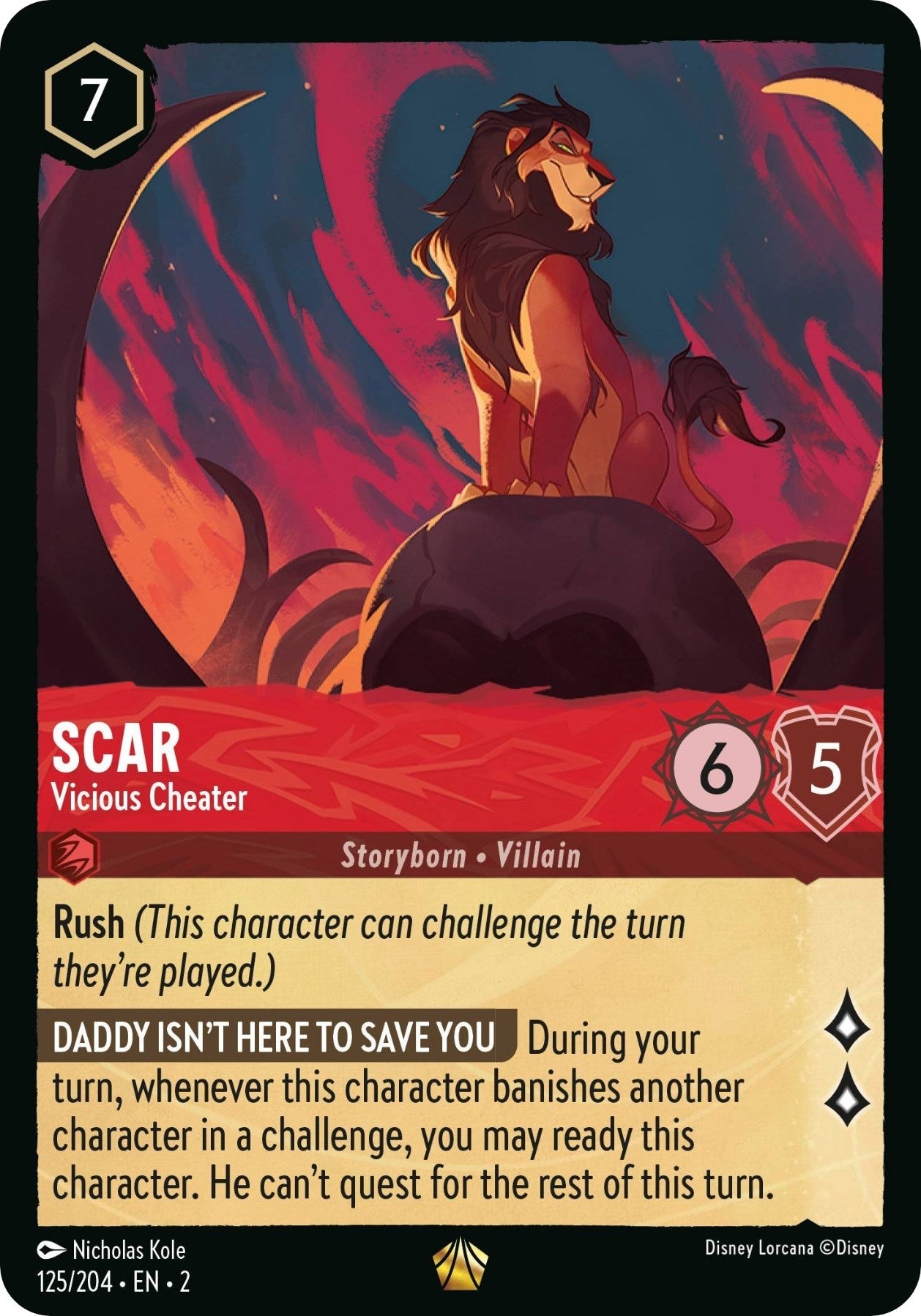 Disney Lorcana - Scar - Vicious Cheater (125/204) (Rise of the Floodborn)