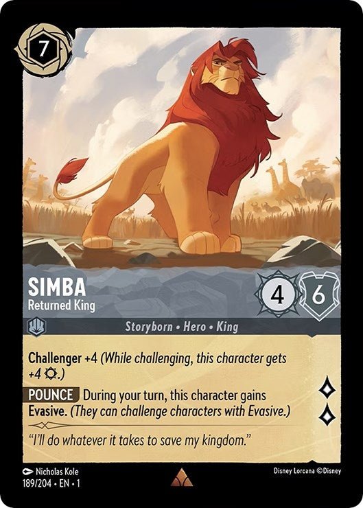 Disney Lorcana - Simba - Returned King (189/204) (The First Chapter)