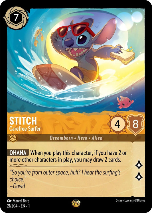 Disney Lorcana - Stitch - Carefree Surfer (21/204) (The First Chapter)