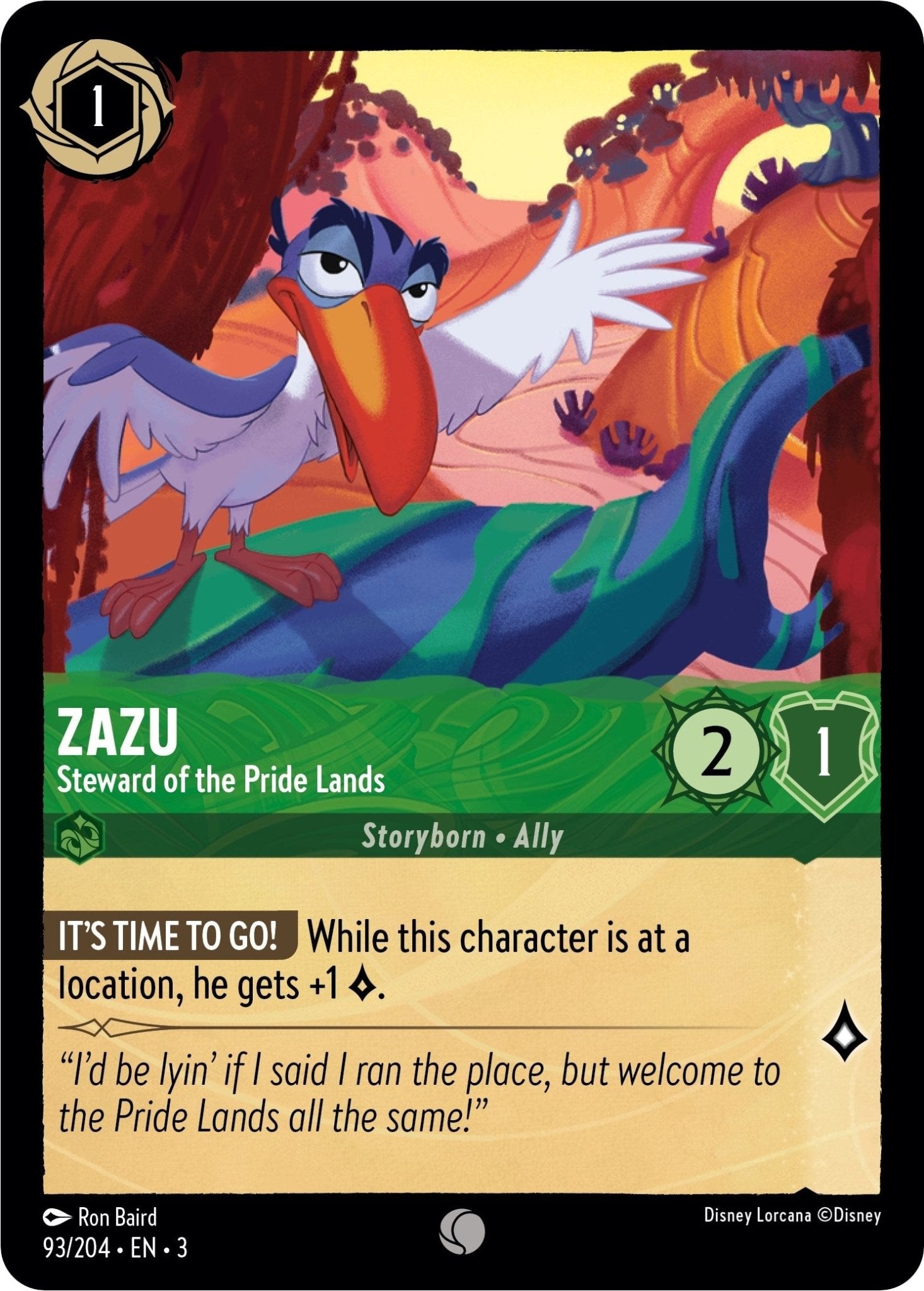 Disney Lorcana - Zazu - Steward of the Pride Lands (93/204) (Into the Inklands)