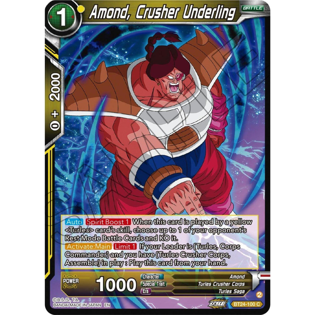 Dragon Ball Super: Masters Amond, Crusher Underling (BT24 - 100) (Beyond Generations) by LAB7 Malta, Europe