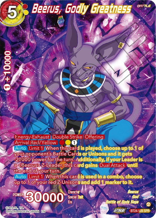 Dragon Ball Super: Masters - Beerus, Godly Greatness (SPR) (BT24 - 128) (Beyond Generations)