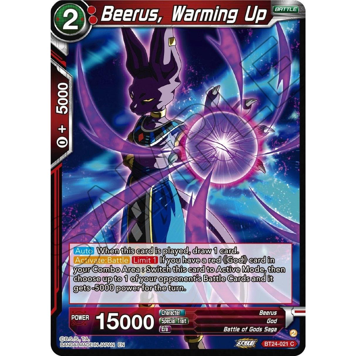 Dragon Ball Super: Masters Beerus, Warming Up (BT24 - 021) (Beyond Generations) by LAB7 Malta, Europe