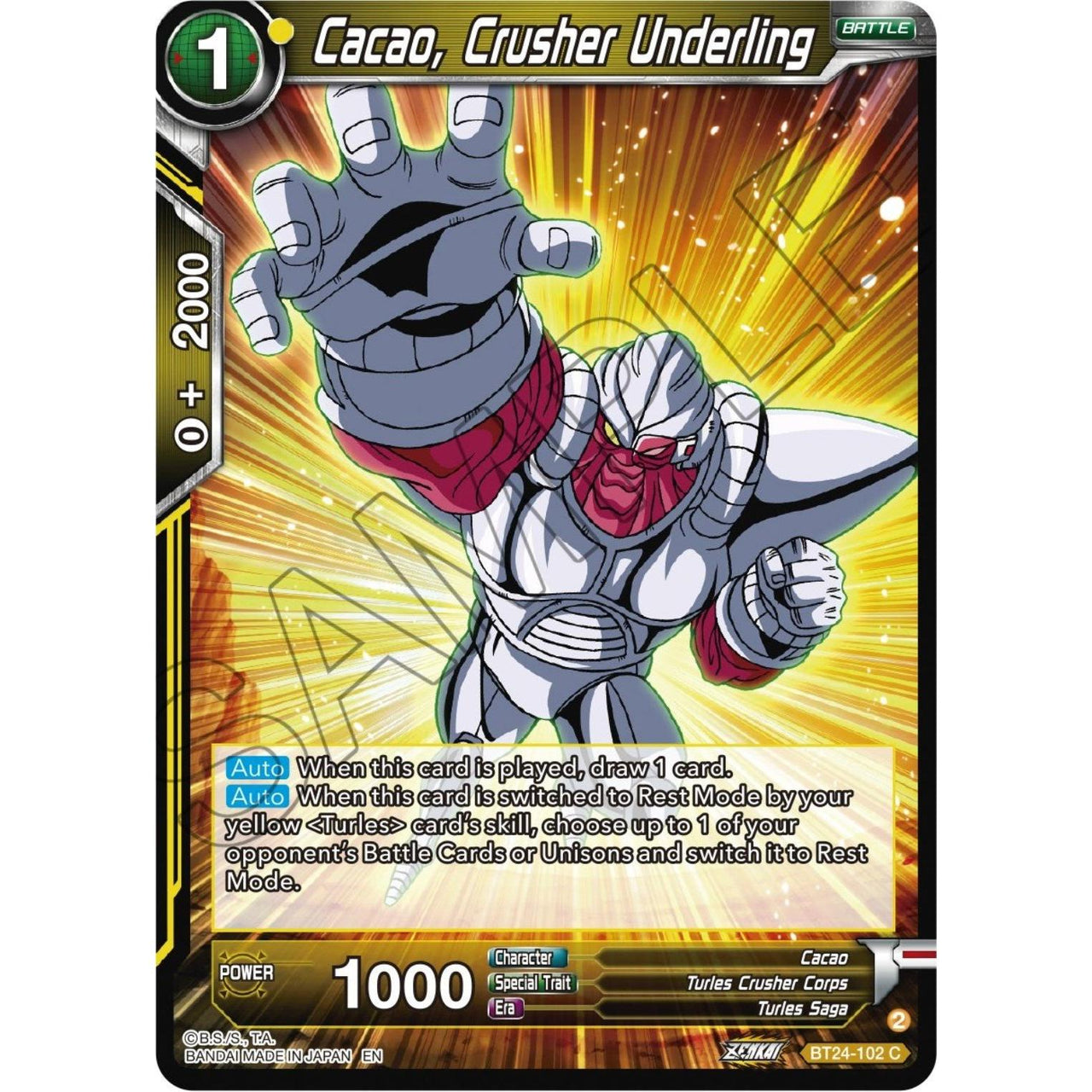 Dragon Ball Super: Masters Cacao, Crusher Underling (BT24 - 102) (Beyond Generations) by LAB7 Malta, Europe