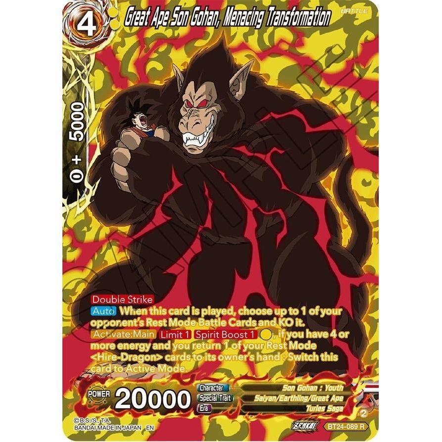 Dragon Ball Super: Masters Great Ape Son Gohan, Menacing Transformation (Collector Booster Silver) (BT24 - 089) (Beyond Generations) by LAB7 Malta, Europe
