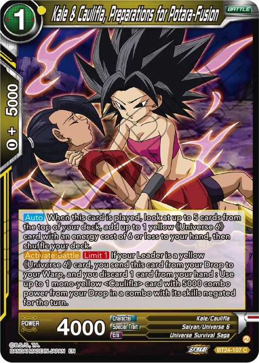 Dragon Ball Super: Masters - Kale & Caulifla, Preparations for Potara - Fusion (BT24 - 107) (Beyond Generations)