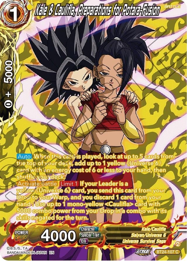 Dragon Ball Super: Masters - Kale & Caulifla, Preparations for Potara - Fusion (Collector Booster Silver) (BT24 - 107) (Beyond Generations)