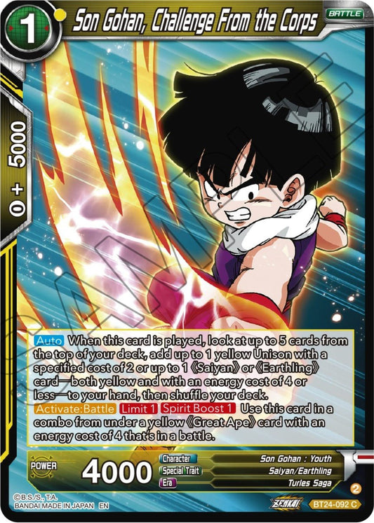 Dragon Ball Super: Masters - Son Gohan, Challenge From the Corps (BT24 - 092) (Beyond Generations)