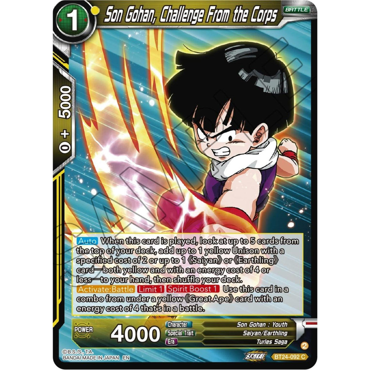 Dragon Ball Super: Masters Son Gohan, Challenge From the Corps (BT24 - 092) (Beyond Generations) by LAB7 Malta, Europe