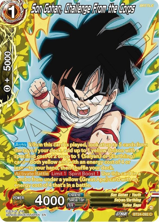 Dragon Ball Super: Masters - Son Gohan, Challenge From the Corps (Collector Booster Silver) (BT24 - 092) (Beyond Generations)