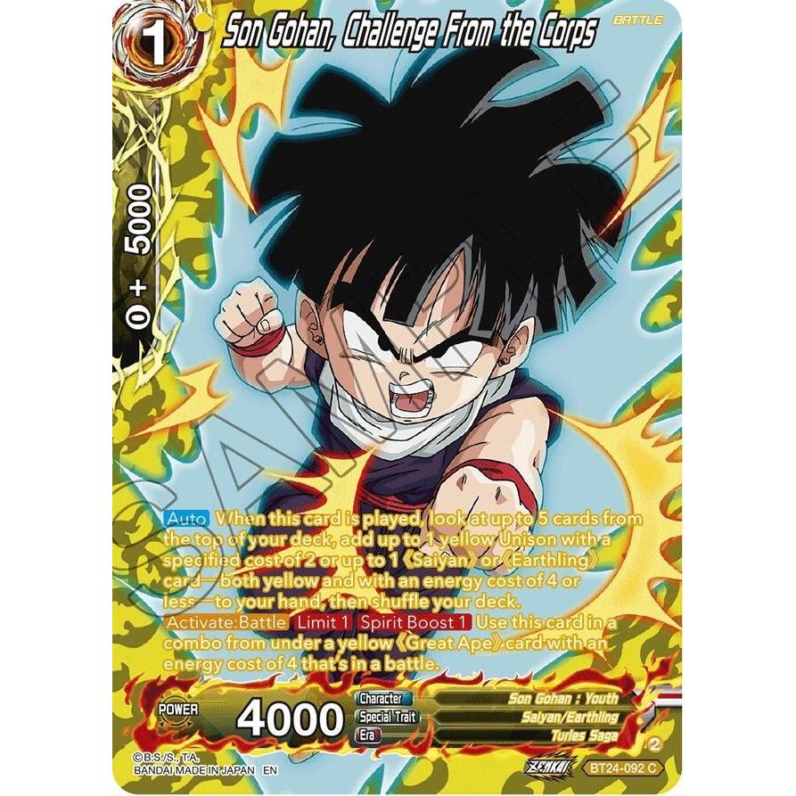 Dragon Ball Super: Masters Son Gohan, Challenge From the Corps (Collector Booster Silver) (BT24 - 092) (Beyond Generations) by LAB7 Malta, Europe