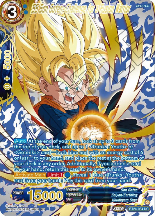 Dragon Ball Super: Masters - SS Son Goten, Challenge for a Fusion Warrior (Collector Booster Gold) (BT24 - 034) (Beyond Generations)