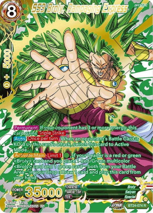 Dragon Ball Super: Masters - SS3 Broly, Rampaging Express (Collector Booster Gold) (BT24 - 074) (Beyond Generations)