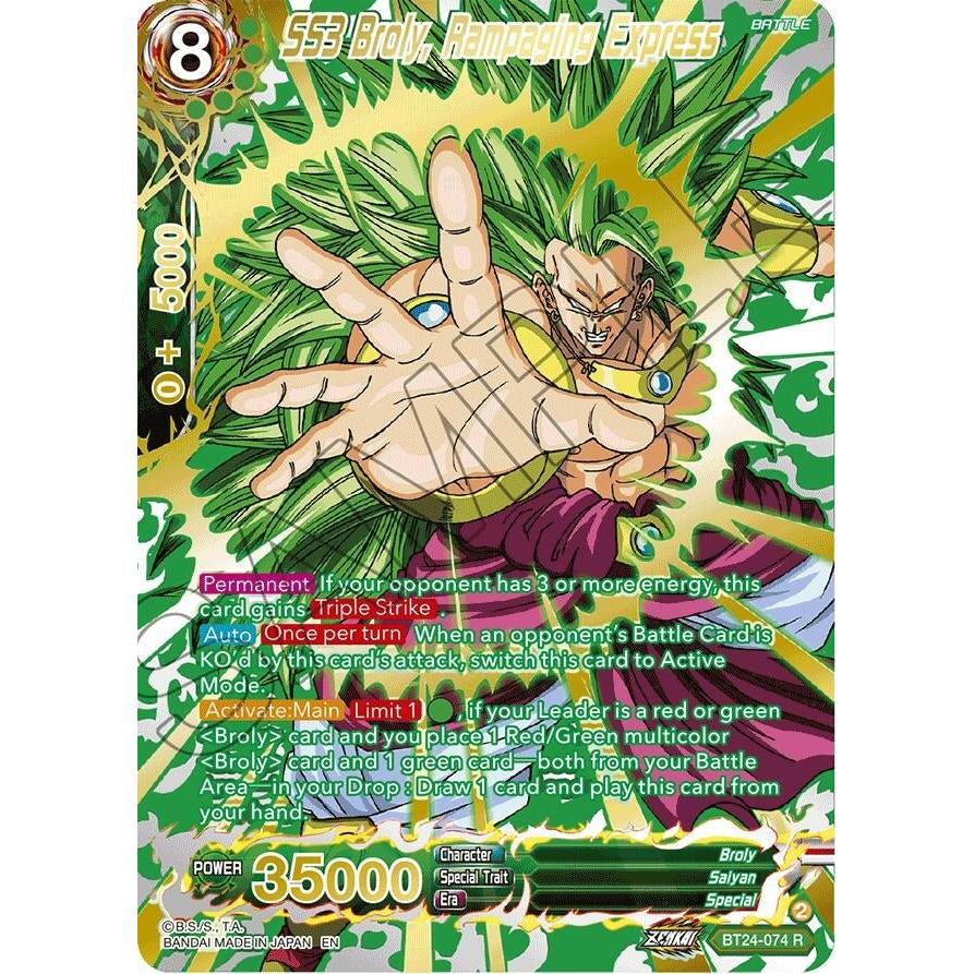 Dragon Ball Super: Masters SS3 Broly, Rampaging Express (Collector Booster Gold) (BT24 - 074) (Beyond Generations) by LAB7 Malta, Europe