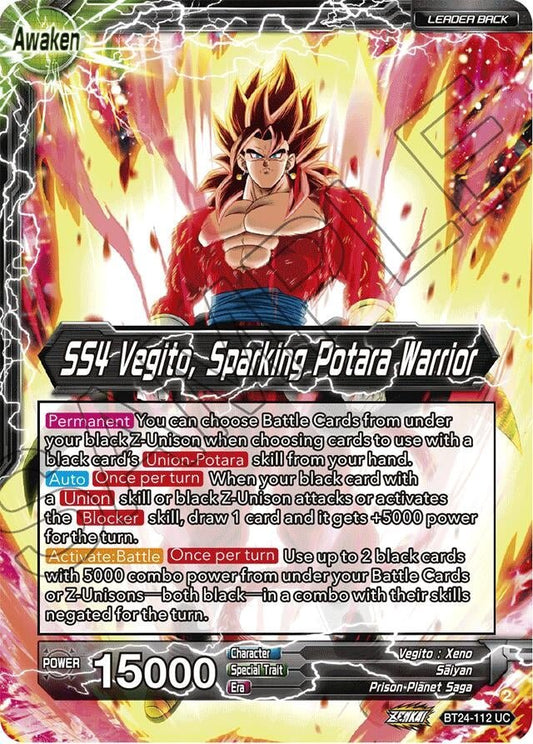 Dragon Ball Super: Masters - SS4 Son Goku & SS4 Vegeta // SS4 Vegito, Sparking Potara Warrior (Collector Booster Foil) (BT24 - 112) (Beyond Generations)