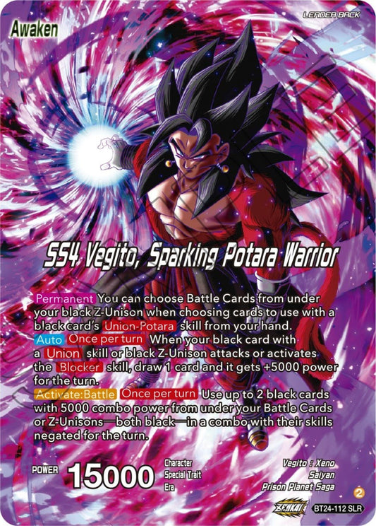 Dragon Ball Super: Masters - SS4 Son Goku & SS4 Vegeta // SS4 Vegito, Sparking Potara Warrior (SLR) (BT24 - 112) (Beyond Generations)